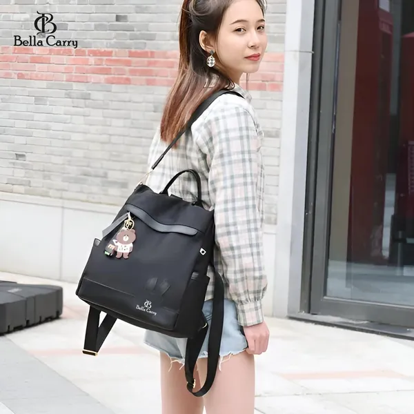 Black_Polyurethane_Zipper_Backpack_For_Girls