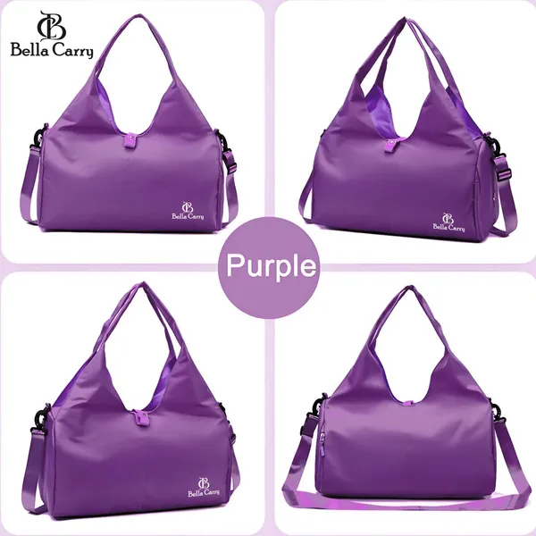 Purple_Polyurethane_Zipper_Sport_Duffle_Bag_With_Shoe_Compartment_For_Girls
