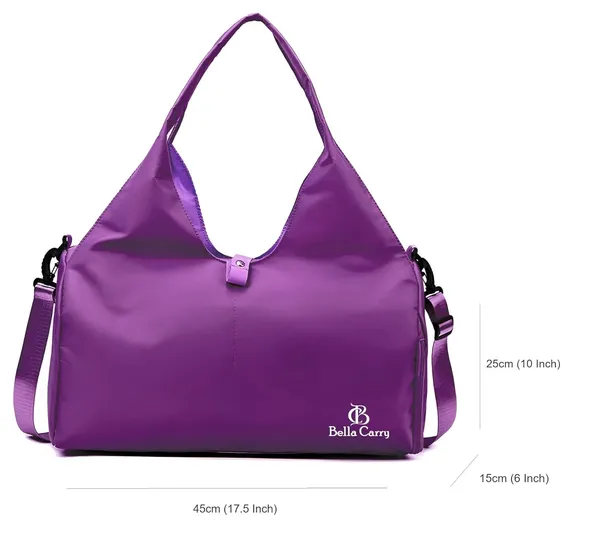 Purple_Polyurethane_Zipper_Sport_Duffle_Bag_With_Shoe_Compartment_For_Girls