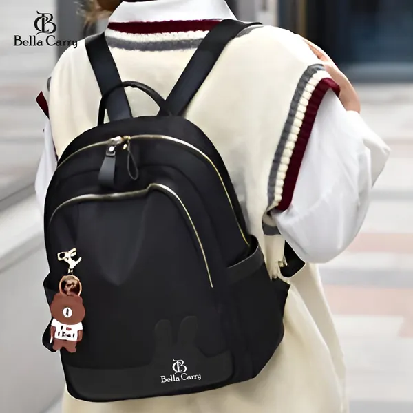 Black_Polyurethane_Zipper_Backpack_For_Girls