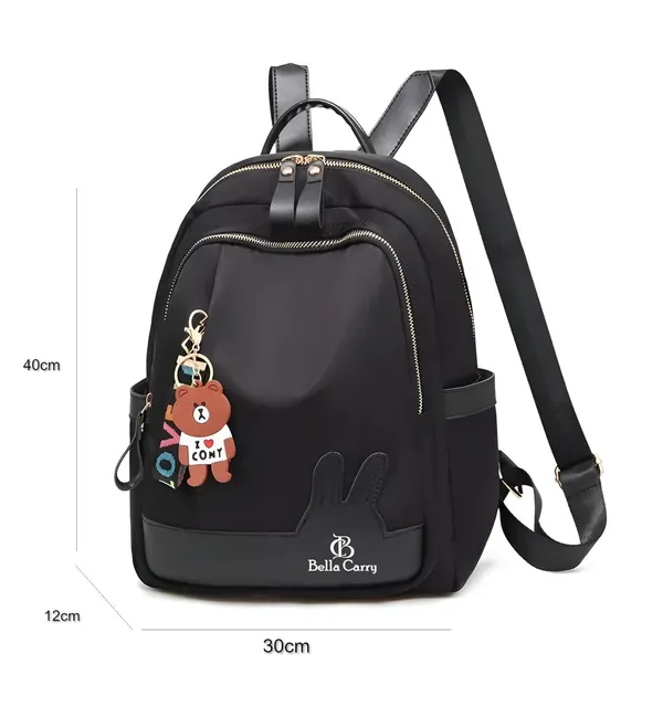 Black_Polyurethane_Zipper_Backpack_For_Girls