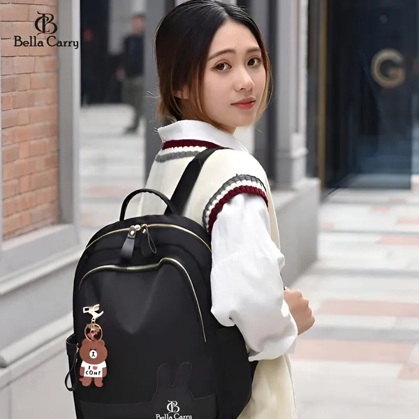 Black_Polyurethane_Zipper_Backpack_For_Girls