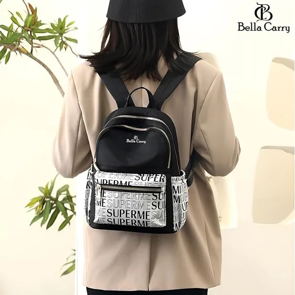 Black_And_White_Polyurethane_Zipper_Backpack_For_Girls