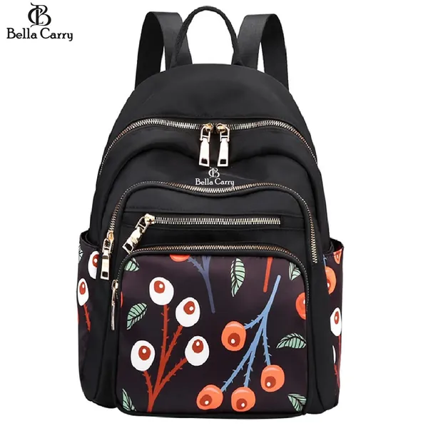 Black_Polyurethane_Zipper_Convertible_Messenger_Backpack_For_Girls