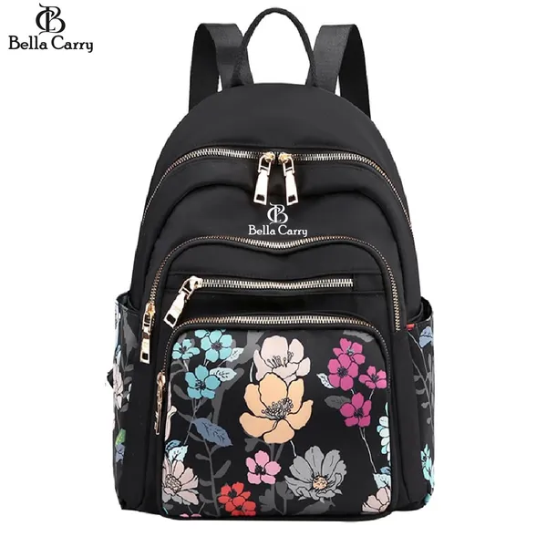 Black_Polyurethane_Zipper_Messenger_Backpack_For_Girls