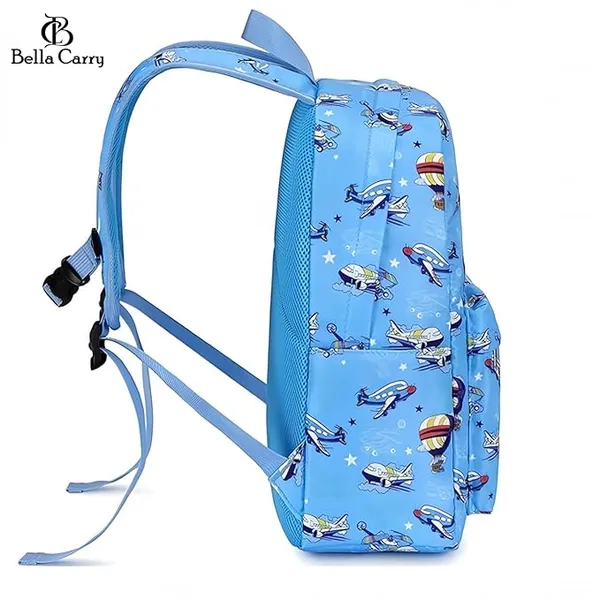 Blue_Polyurethane_Zipper_Backpack_For_Unisex_Kids