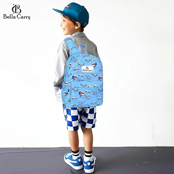 Blue_Polyurethane_Zipper_Backpack_For_Unisex_Kids