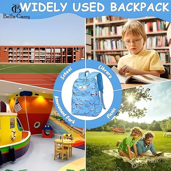 Blue_Polyurethane_Zipper_Backpack_For_Unisex_Kids