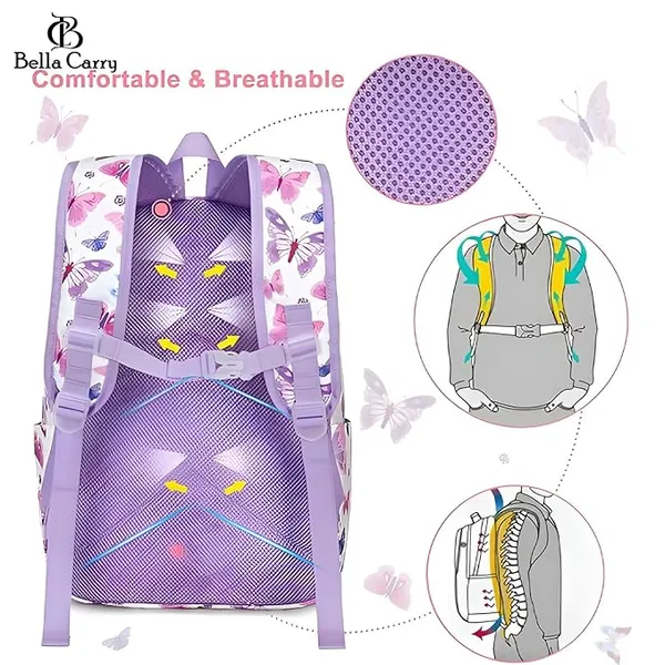 White_And_Purple_Polyurethane_Zipper_Backpack_For_Unisex_Kids