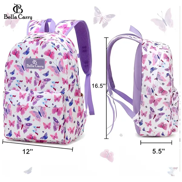 White_And_Purple_Polyurethane_Zipper_Backpack_For_Unisex_Kids