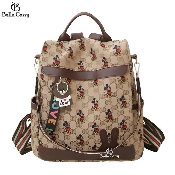 Brown_Polyurethane_Zipper_Backpack_For_Girls
