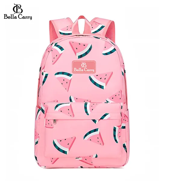 Pink_Polyurethane_Zipper_Backpack_For_Unisex_Kids