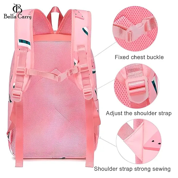 Pink_Polyurethane_Zipper_Backpack_For_Unisex_Kids