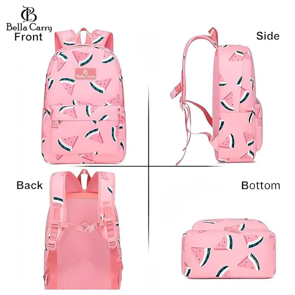 Pink_Polyurethane_Zipper_Backpack_For_Unisex_Kids