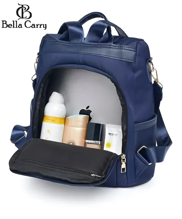 Blue_Polyurethane_Zipper_Oxford_Cloth_Backpack_For_Girls
