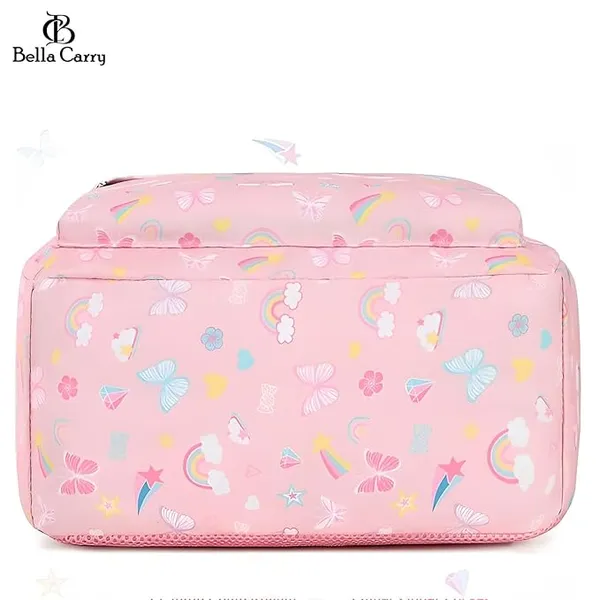 Pink_Polyurethane_Zipper_Backpack_For_Unisex_Kids