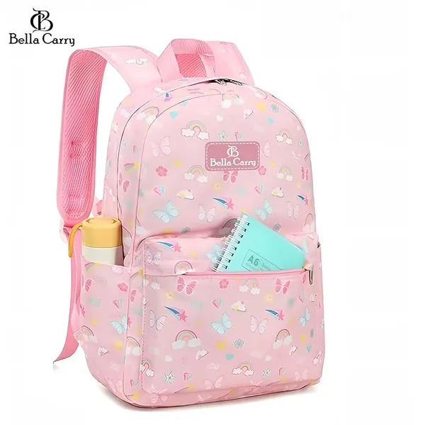 Pink_Polyurethane_Zipper_Backpack_For_Unisex_Kids