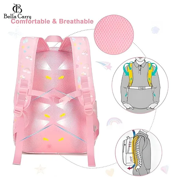 Pink_Polyurethane_Zipper_Backpack_For_Unisex_Kids