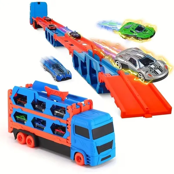 Big_Truck_Carrier_Race_Track_Folding_78-Inch_Toy_Truck_Transport_Car_Carrier_Track_&_2_Diecast_Metal_Toy_Cars_Hauler_Truck_Car_Toys_Track_Set_Gifts_For_Age_3-10_Yr_Old_Kids_(Blue_Trailer)