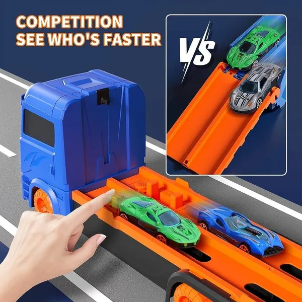 Big_Truck_Carrier_Race_Track_Folding_78-Inch_Toy_Truck_Transport_Car_Carrier_Track_&_2_Diecast_Metal_Toy_Cars_Hauler_Truck_Car_Toys_Track_Set_Gifts_For_Age_3-10_Yr_Old_Kids_(Blue_Trailer)