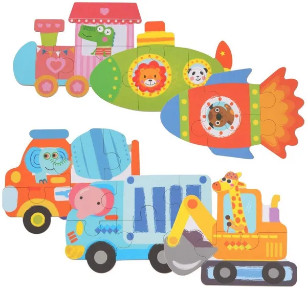6-In-1_Toddler_Fun_Cartoon_Animals,Transport,Birds,Insects_Jigsaw_Early_Educational_Toy_Puzzle_Game_Box_For_Kids_Gift_(Transport)