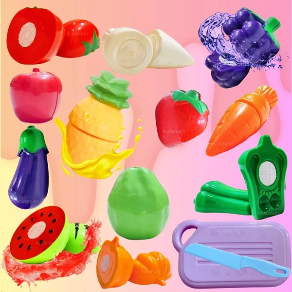 14_Pcs_Food_Cutting_Toy_For_Kids,_Pretend_Play_Kitchen_Set_Of_Fruit_&_Vegetables_Set_Includes_6_Fruits,_6_Vegetables,1_Board,1_Knife_For_Girls_And_Boys_(Fruits_N_Veggies_14Pc)