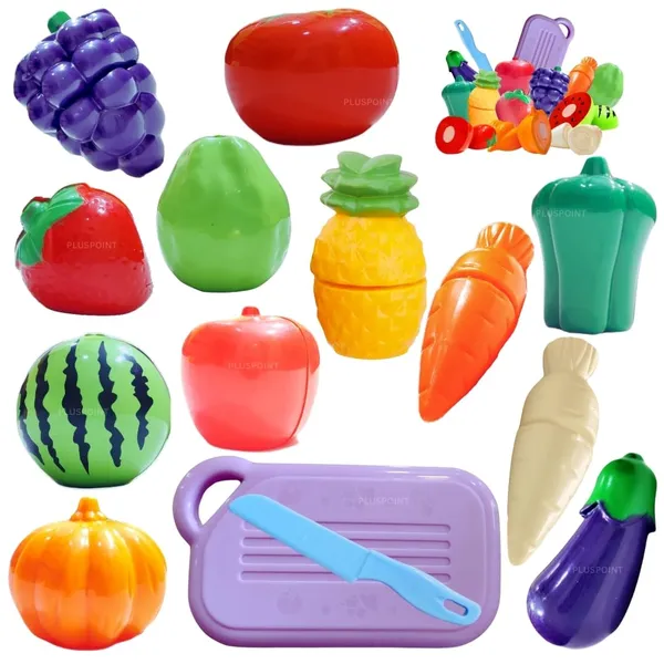 14_Pcs_Food_Cutting_Toy_For_Kids,_Pretend_Play_Kitchen_Set_Of_Fruit_&_Vegetables_Set_Includes_6_Fruits,_6_Vegetables,1_Board,1_Knife_For_Girls_And_Boys_(Fruits_N_Veggies_14Pc)