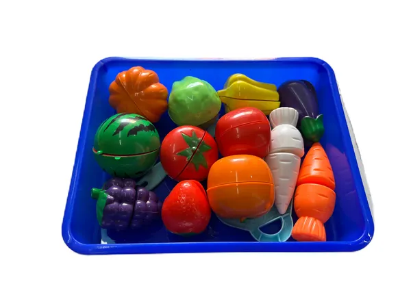 14_Pcs_Cutting_Play_Food_With_Tray_Toy_Kitchen_Pretend_Fruit_&_Vegetables_Accessories_Has_6_Fruits,_6_Vegetables,1_Board,1_Knife_1_Tray_For_Girls_And_Boys_(Fruit_Cut_With_Serving_Tray)