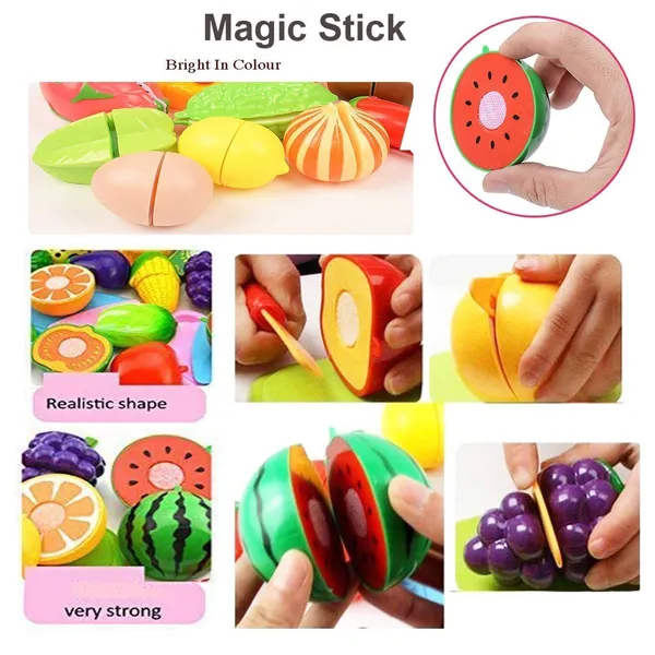14_Pcs_Cutting_Play_Food_With_Tray_Toy_Kitchen_Pretend_Fruit_&_Vegetables_Accessories_Has_6_Fruits,_6_Vegetables,1_Board,1_Knife_1_Tray_For_Girls_And_Boys_(Fruit_Cut_With_Serving_Tray)