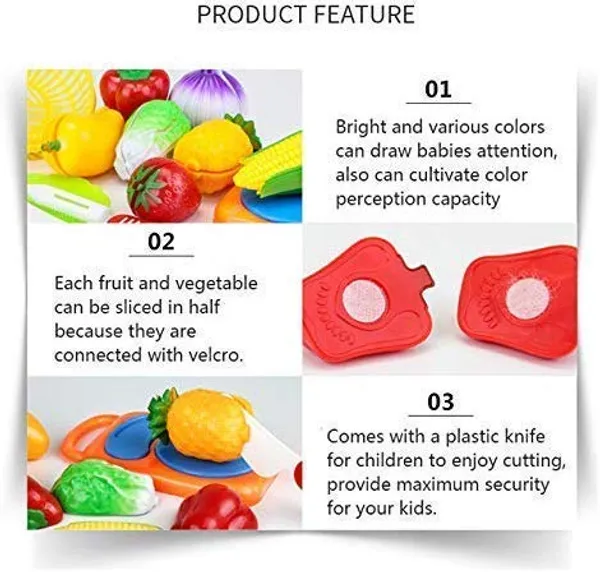 14_Pcs_Cutting_Play_Food_With_Tray_Toy_Kitchen_Pretend_Fruit_&_Vegetables_Accessories_Has_6_Fruits,_6_Vegetables,1_Board,1_Knife_1_Tray_For_Girls_And_Boys_(Fruit_Cut_With_Serving_Tray)