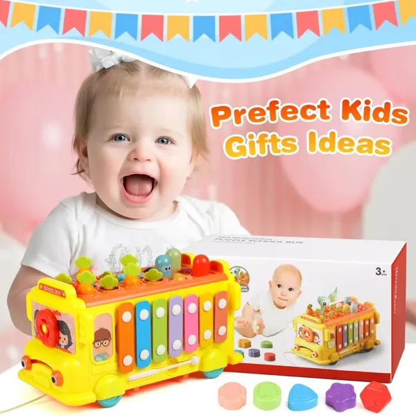 School_Bus_Activity_Toy_For_Kids_Educational_Multifunctional_Pull_Along_Bus_With_Gears,_Teaching_Clock,_Fishing_Game_Color_Matching_Shape_Puzzles_Whack-A-Mole_Toddler_Musical_Toy_For_1-5_Yrs