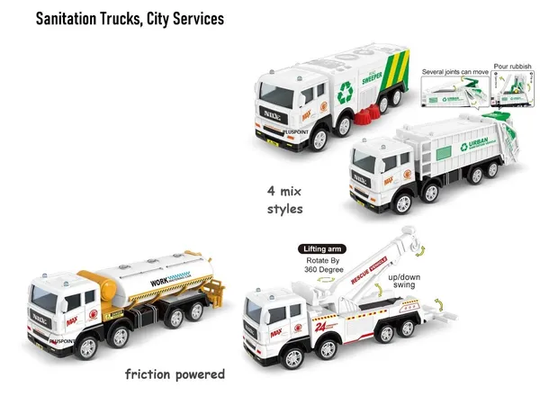 Garbage_Truck_Toy_Vehicles_Set_4_Pack_Sanitation_Model_Recycle_Trucks_Water_Tanker_Playset_Friction_Power_For_Boys_Age_3+_Toddlers_Kids_Holiday_Birthday_Gift(4Pc_Garbage_Truck)