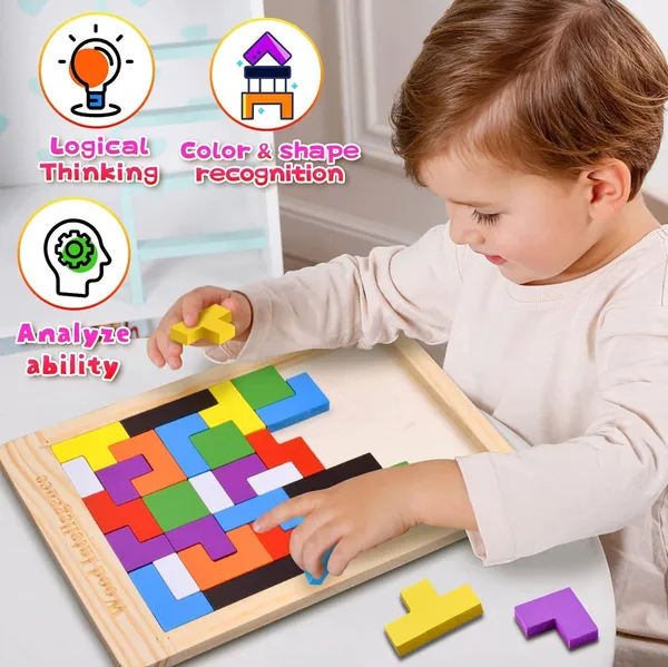 Wooden_Brain_Teasers_Iq_Puzzles_Brain_Toy_Tangram_Colorful_Jigsaw_Game_Wood_Puzzles_Montessori_Intelligence_Stem_Educational_Gift_For_Baby_Toddlers_Kids_Age_3+_Years_(40_Pcs)