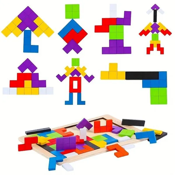 Wooden_Brain_Teasers_Iq_Puzzles_Brain_Toy_Tangram_Colorful_Jigsaw_Game_Wood_Puzzles_Montessori_Intelligence_Stem_Educational_Gift_For_Baby_Toddlers_Kids_Age_3+_Years_(40_Pcs)