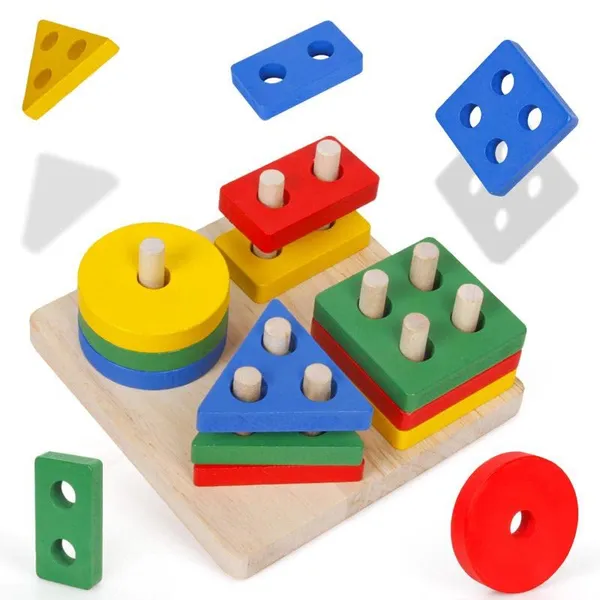 Wooden_Stackable_Blocks_&_Shape_Sorting_Board_Geometric_Shape_Stacker_Wooden_Toy_Early_Childhood_Development_Toys_For_Fine_Motor_Skills,_16_Pcs