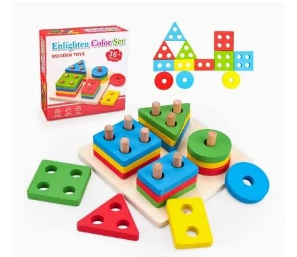 Wooden_Stackable_Blocks_&_Shape_Sorting_Board_Geometric_Shape_Stacker_Wooden_Toy_Early_Childhood_Development_Toys_For_Fine_Motor_Skills,_16_Pcs