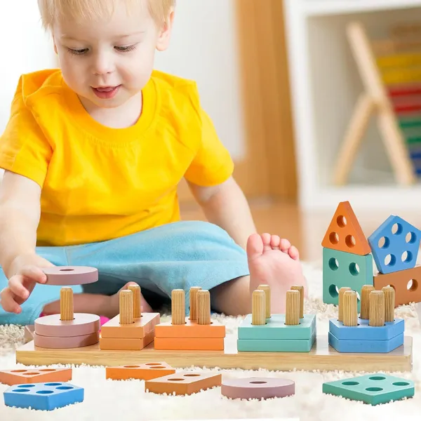 Wooden_Sorting_&_Stacking_Toy,_Colour_Recognition_Shape_Sorter_Puzzle_Montessori_Educational_Learning_Toy_For_Girls_Boys_Children_Age_1_2_3_Activity_Puzzle_Blocks_Column_Set_For_Kids