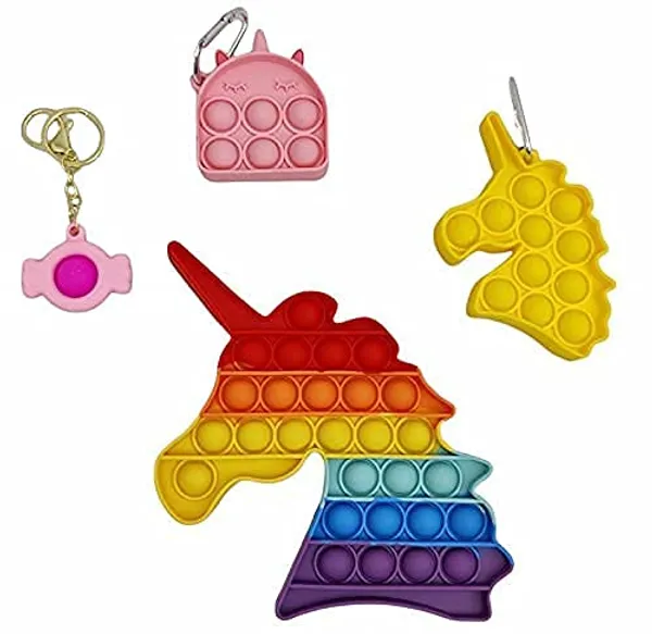 Unicorn_Shape_Pop_It_4Pc_Set_Pop_Fidget_Toy_With_Unicorn_Keychain_Push_Bubble_Fidget_Sensory_Toy_For_Kids_And_Adults,_Popper_Popit_(Unicorn_+3_Pc)