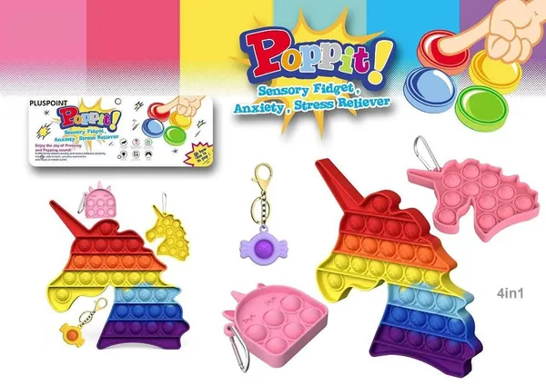 Unicorn_Shape_Pop_It_4Pc_Set_Pop_Fidget_Toy_With_Unicorn_Keychain_Push_Bubble_Fidget_Sensory_Toy_For_Kids_And_Adults,_Popper_Popit_(Unicorn_+3_Pc)