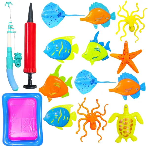 Colorful_Magnetic_Fishing_Pool_Toys_Game_For_Kids_Plastic_Floating_Fish_Ocean_Sea_Animals_With_Kiddie_Pool_Water_Bath_Toys_For_Age_3_4_5_6_Year_Old_Children_(Without_Basket)