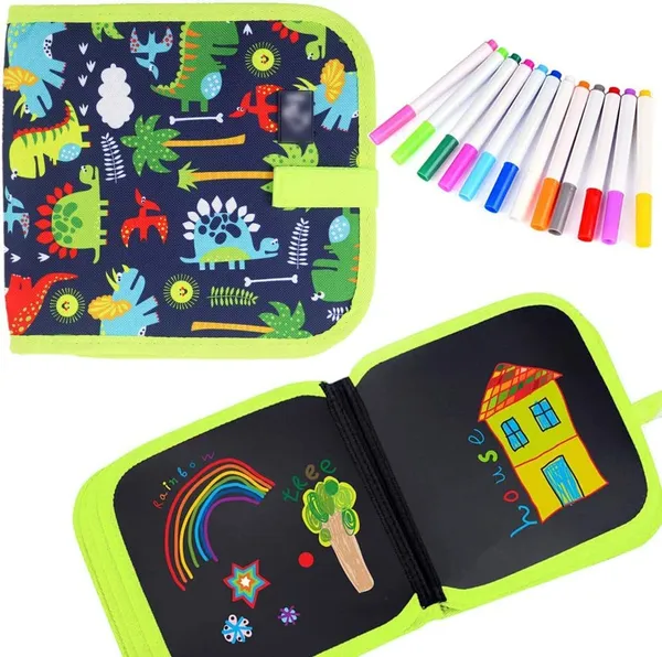 Erasable_Doodle_Book_For_Kids_Toddlers_Activity_Toys_Reusable_Drawing_Pads_With_Watercolor_Pens,Travel_Art_Toy,_Road_Trip_Car_Game_Writing_Painting_Set_For_Boys_And_Girls_(14_Pages)