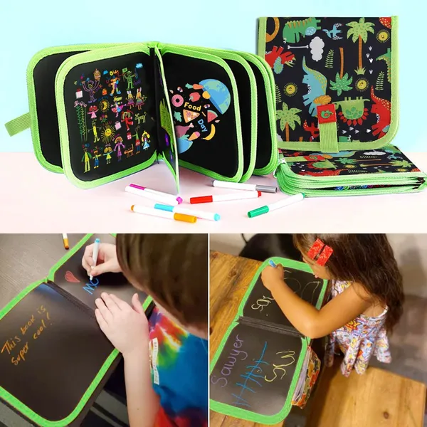 Erasable_Doodle_Book_For_Kids_Toddlers_Activity_Toys_Reusable_Drawing_Pads_With_Watercolor_Pens,Travel_Art_Toy,_Road_Trip_Car_Game_Writing_Painting_Set_For_Boys_And_Girls_(14_Pages)