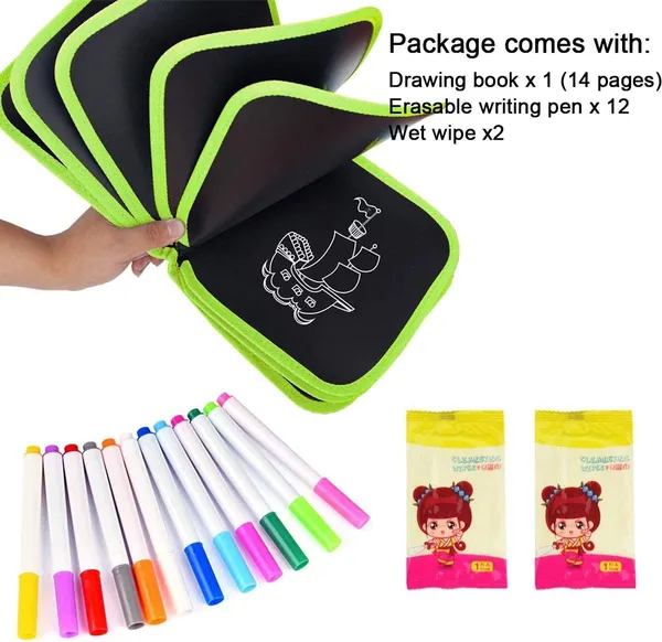 Erasable_Doodle_Book_For_Kids_Toddlers_Activity_Toys_Reusable_Drawing_Pads_With_Watercolor_Pens,Travel_Art_Toy,_Road_Trip_Car_Game_Writing_Painting_Set_For_Boys_And_Girls_(14_Pages)
