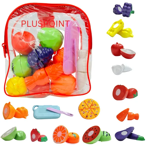 16_Pcs_Cutting_Play_Food_With_Pizza_Toy_For_Kids_Kitchen,_With_A_Storage_Bag_Pretend_Fruit_&_Vegetables_Accessories_Has_6_Fruits,_6_Vegetables,1_Board,1_Knife_For_Girls_And_Boys