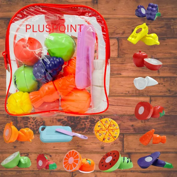 16_Pcs_Cutting_Play_Food_With_Pizza_Toy_For_Kids_Kitchen,_With_A_Storage_Bag_Pretend_Fruit_&_Vegetables_Accessories_Has_6_Fruits,_6_Vegetables,1_Board,1_Knife_For_Girls_And_Boys