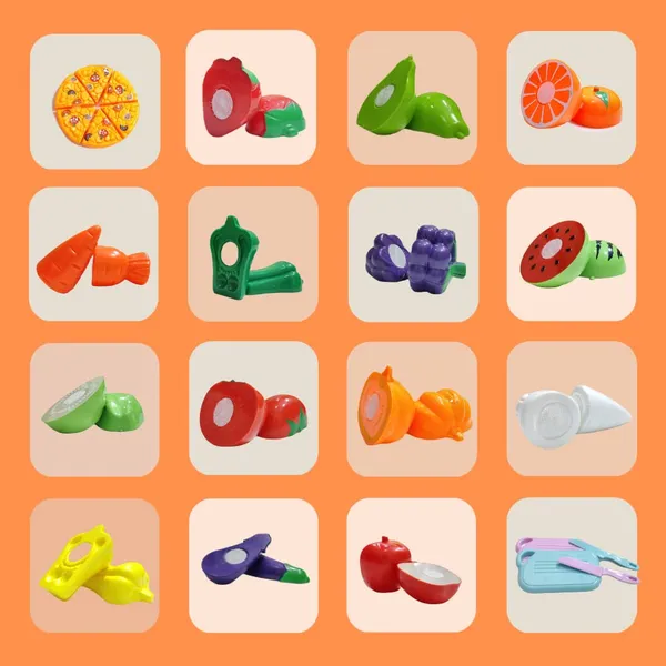 16_Pcs_Cutting_Play_Food_With_Pizza_Toy_For_Kids_Kitchen,_With_A_Storage_Bag_Pretend_Fruit_&_Vegetables_Accessories_Has_6_Fruits,_6_Vegetables,1_Board,1_Knife_For_Girls_And_Boys