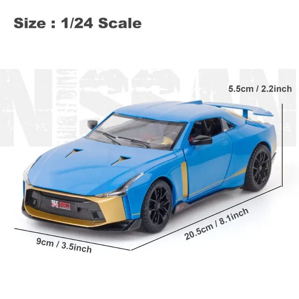 Diecast_Gtr-50_Toy_Car_1:24_Scale_Model,Pull_Back_Vehicles_Alloy_Simulation_Supercar_With_Lights_And_Sound_Also_For_Car_Dashboard,Kids,Adult_(1:24-Gtr_50-Blue)
