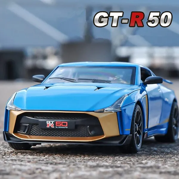 Diecast_Gtr-50_Toy_Car_1:24_Scale_Model,Pull_Back_Vehicles_Alloy_Simulation_Supercar_With_Lights_And_Sound_Also_For_Car_Dashboard,Kids,Adult_(1:24-Gtr_50-Blue)