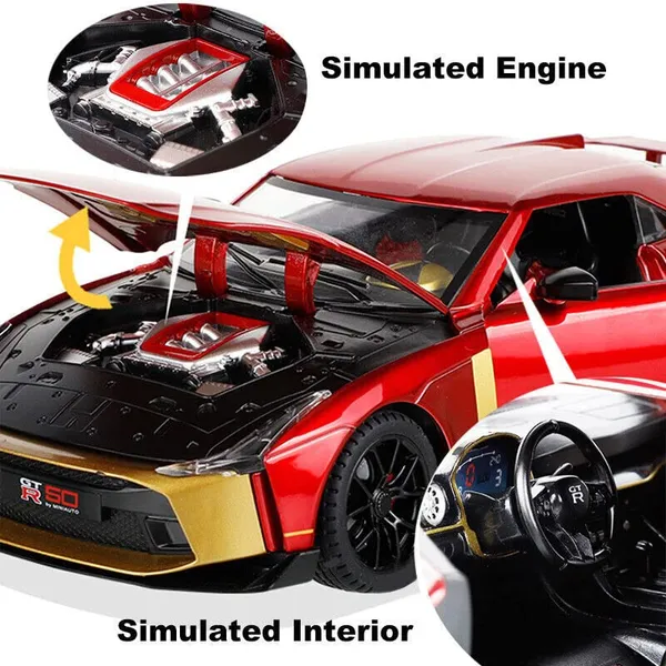 Diecast_Gtr-50_Toy_Car_1:24_Scale_Model,Pull_Back_Vehicles_Alloy_Simulation_Supercar_With_Lights_And_Sound_Also_For_Car_Dashboard,Kids,Adult_(1:24-Gtr_50-Red)