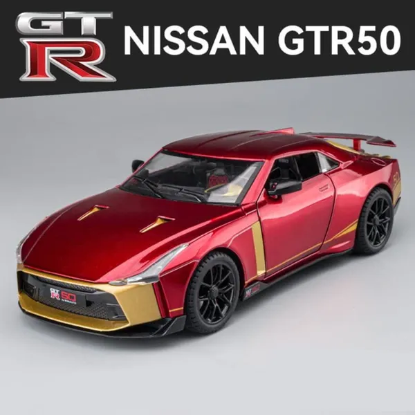 Diecast_Gtr-50_Toy_Car_1:24_Scale_Model,Pull_Back_Vehicles_Alloy_Simulation_Supercar_With_Lights_And_Sound_Also_For_Car_Dashboard,Kids,Adult_(1:24-Gtr_50-Red)